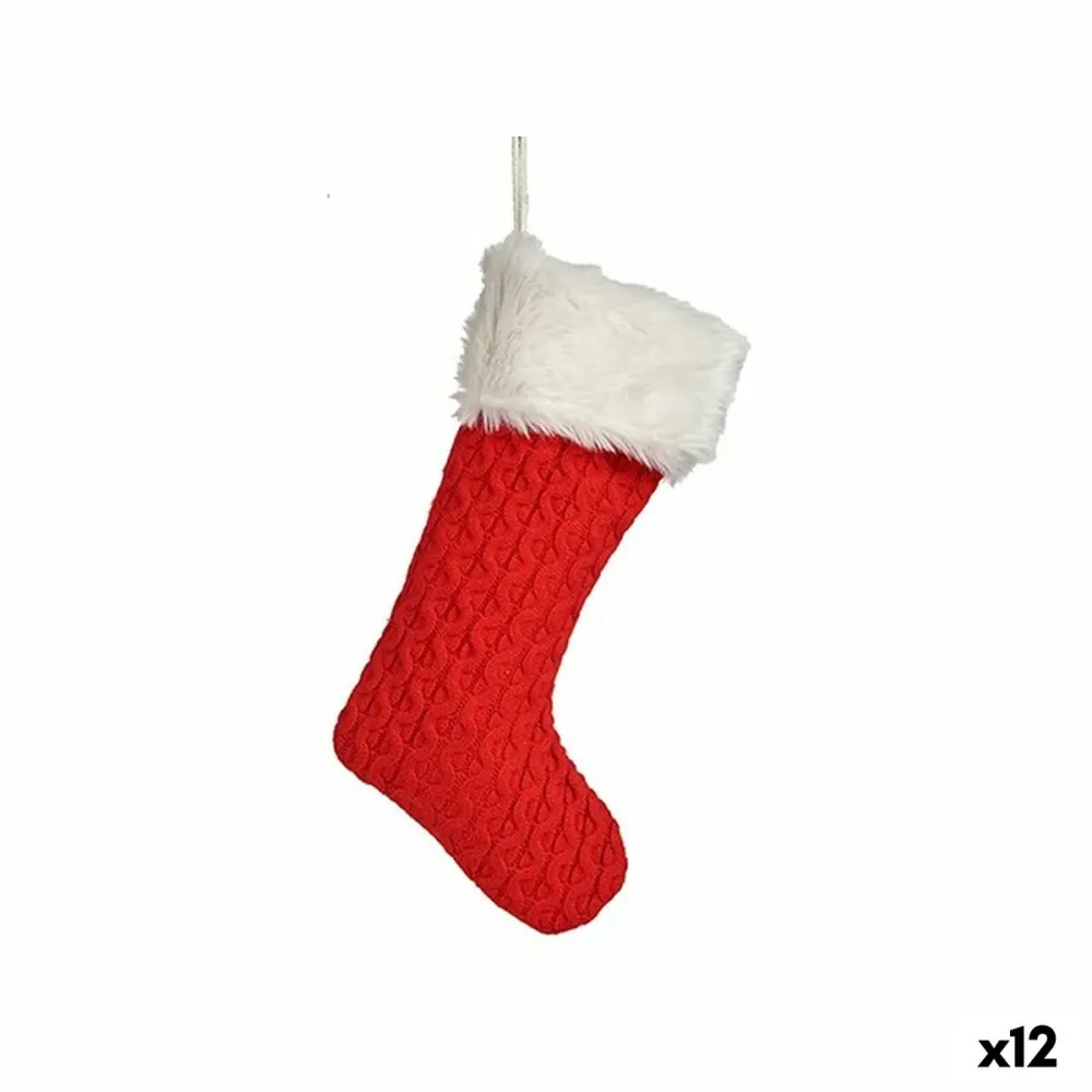 Weihnachtsschmuck Weihnachtsstrumpf Rot Stoff 28 x 4 x 46 cm (12 Stück)