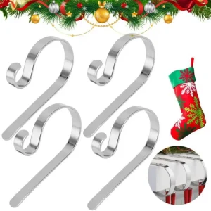 Weihnachtsstrumpf Halter Kamin Set 4er Silber Metall Haken