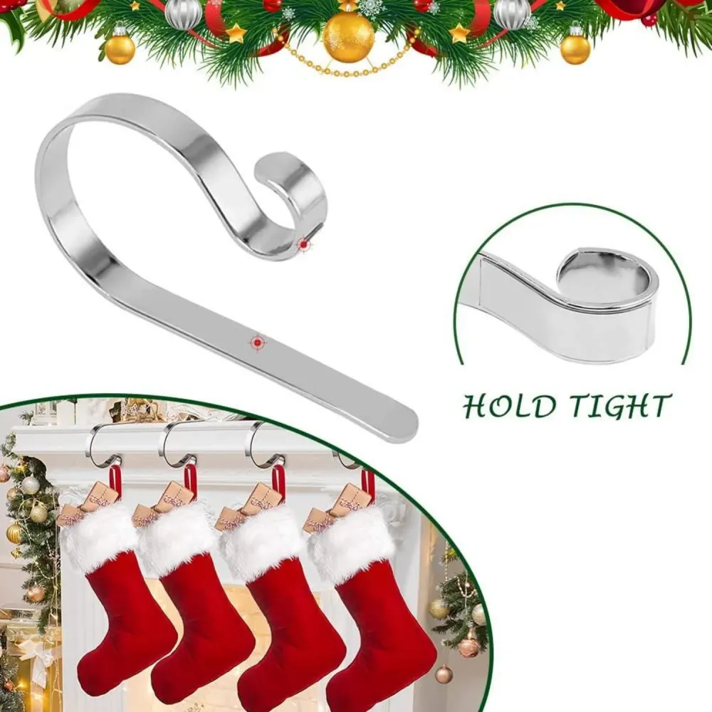 Weihnachtsstrumpf Halter Kamin Set 4er Silber Metall Haken
