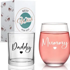 Gläser-Set Mama Papa Weinglas Whiskeyglas Geschenk Eltern
