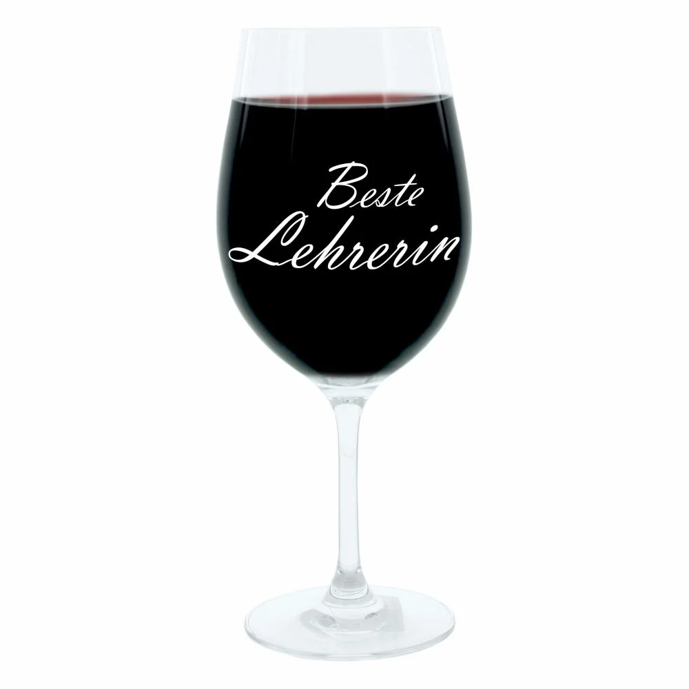 Leonardo Weinglas 400 ml, Motivglas, Beste Lehrerin, Geschenk, Stimmungsglas mit Gravur, Moodglas, 22 cm