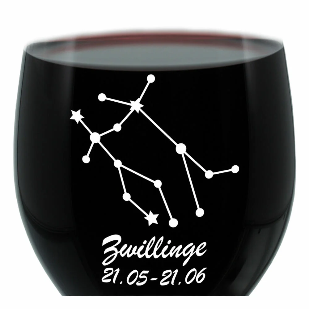 Leonardo Weinglas 400 ml, Motivglas, Sternbild Zwillinge, Geschenk, Stimmungsglas mit Gravur, Moodglas, 22 cm