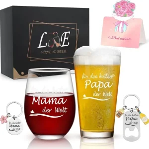 Personalisiertes Weinglas und Bierglas Set mit Gravur für