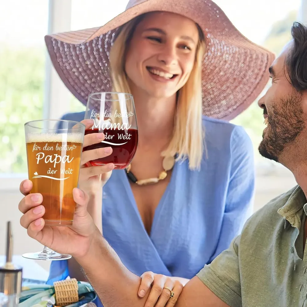 Personalisiertes Weinglas und Bierglas Set mit Gravur für