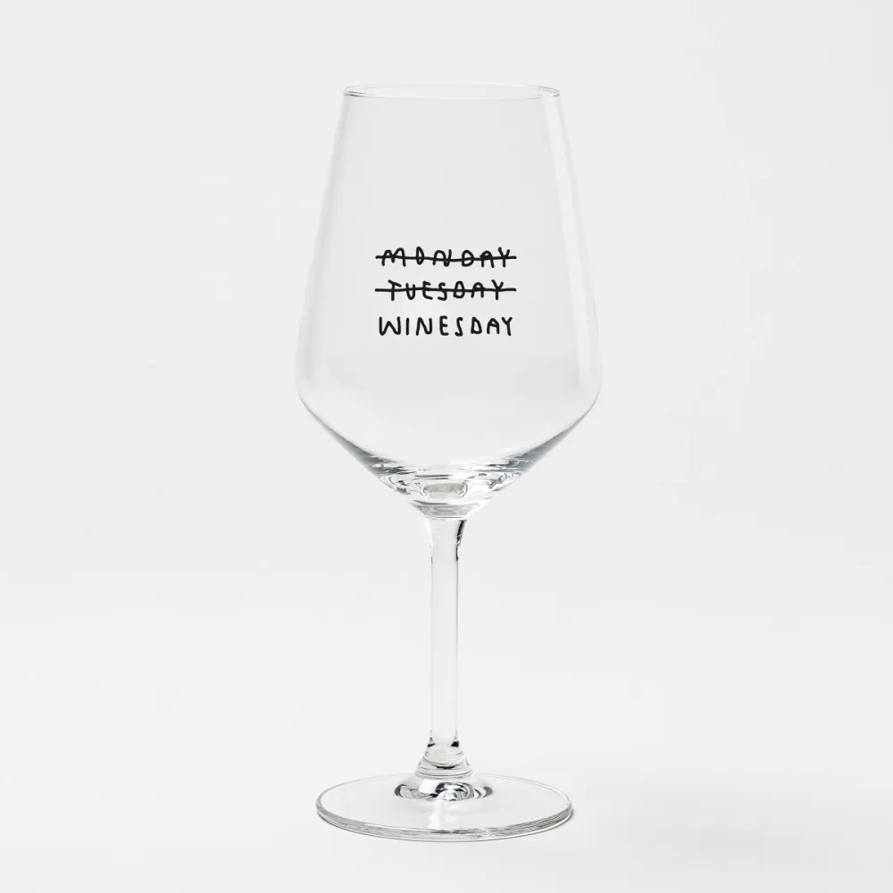 Weinglas "Monday Tuesday WINESDAY" Johanna Schwarzer