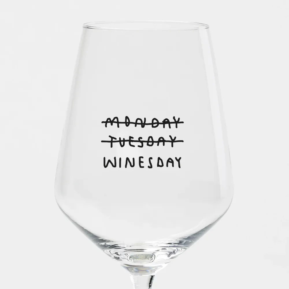 Weinglas "Monday Tuesday WINESDAY" Johanna Schwarzer