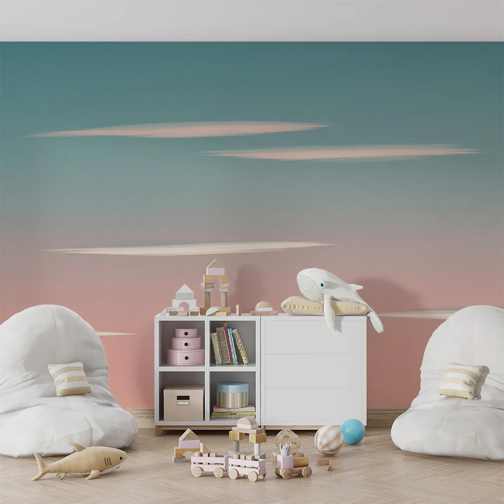 Babyzimmer Tapete | Pastellhimmel mit weichen Wolken