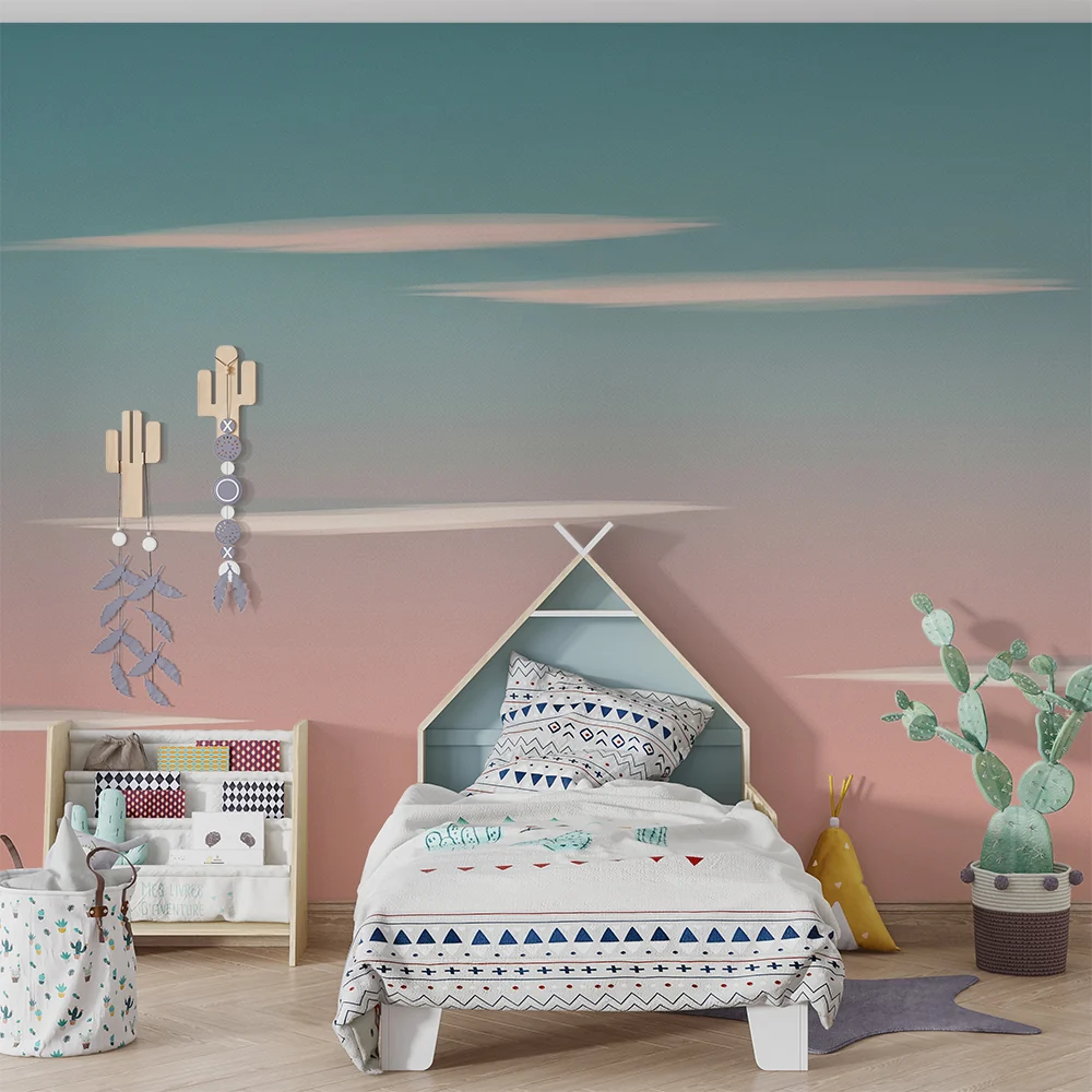 Babyzimmer Tapete | Pastellhimmel mit weichen Wolken