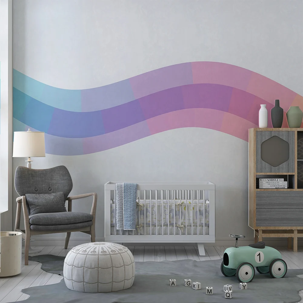 Babyzimmer-Tapete | Regenbogenwellen