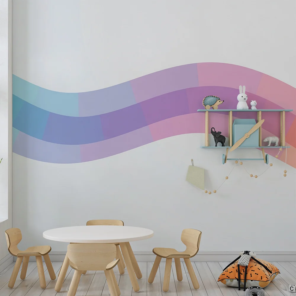 Babyzimmer-Tapete | Regenbogenwellen