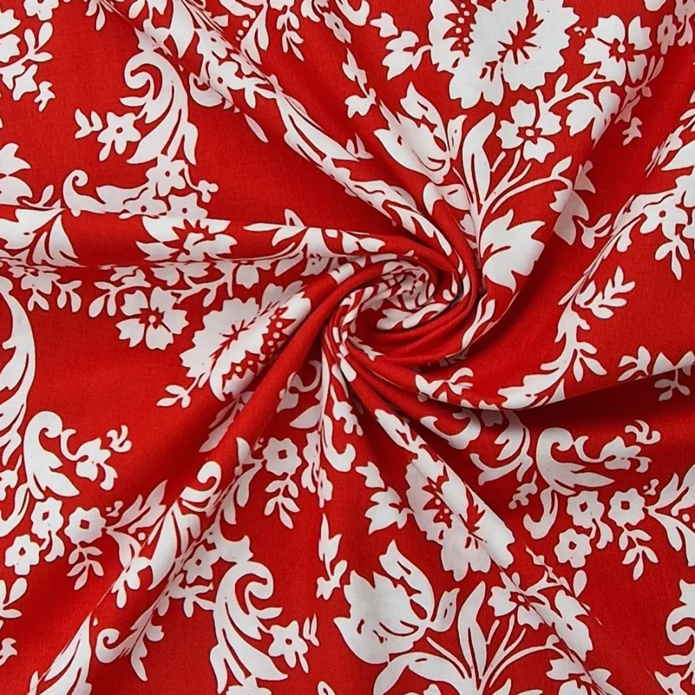 Baumwolle Poplin rote Ranken