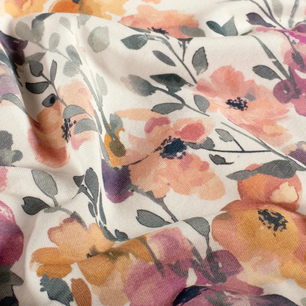 Fairtrade Biojersey Blumen Wollweiss (GTOS)