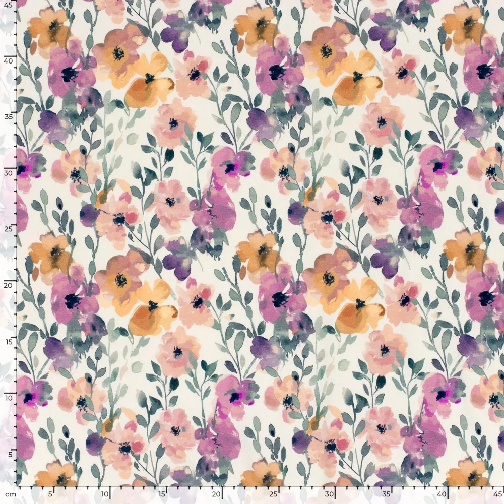 Fairtrade Biojersey Blumen Wollweiss (GTOS)
