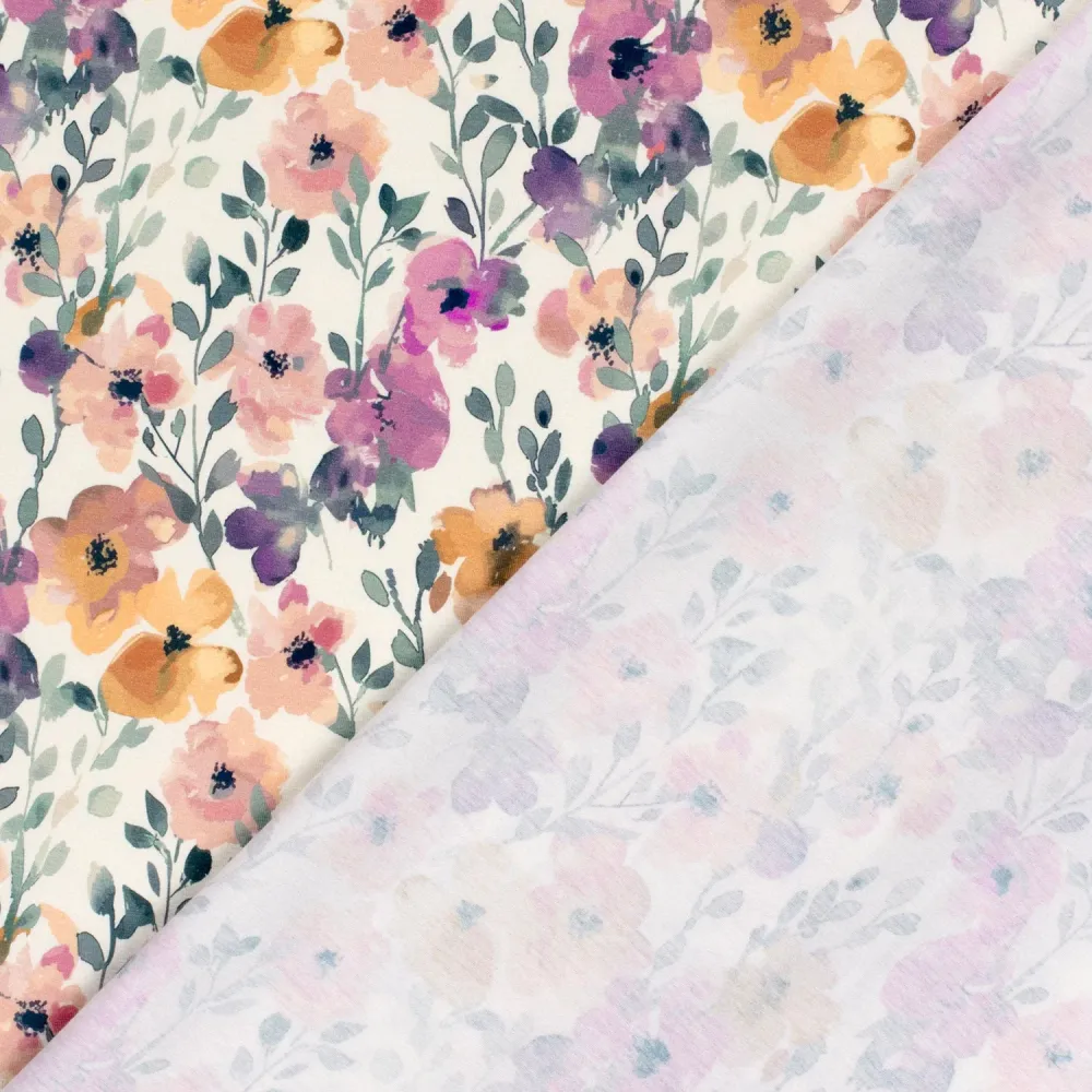 Fairtrade Biojersey Blumen Wollweiss (GTOS)