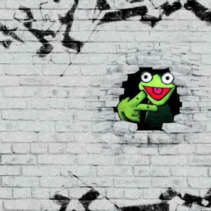 French Terry Panel Kermit der Frosch hellgrau
