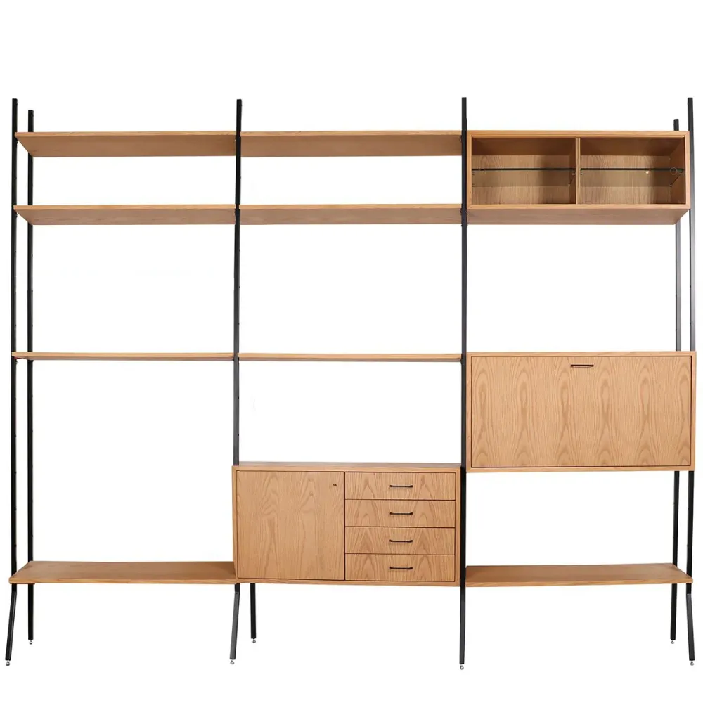 Skandinavisches Regal mit Erweiterung – Eiche – 278 x 230 cm