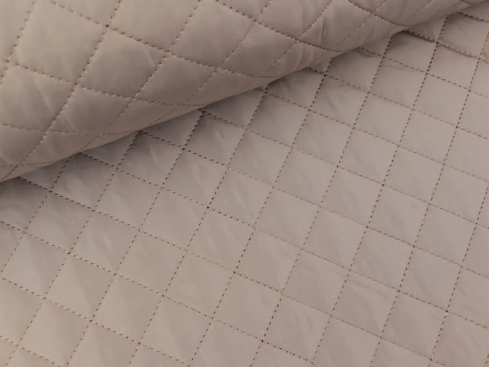 Steppstoff Dahli Quilt Rautenmuster taupe uni wattiert