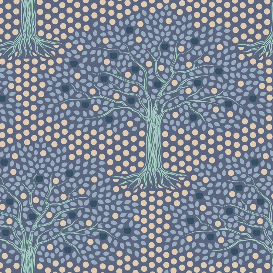 TILDA Stoff HOMETOWN, Applegarden Blue