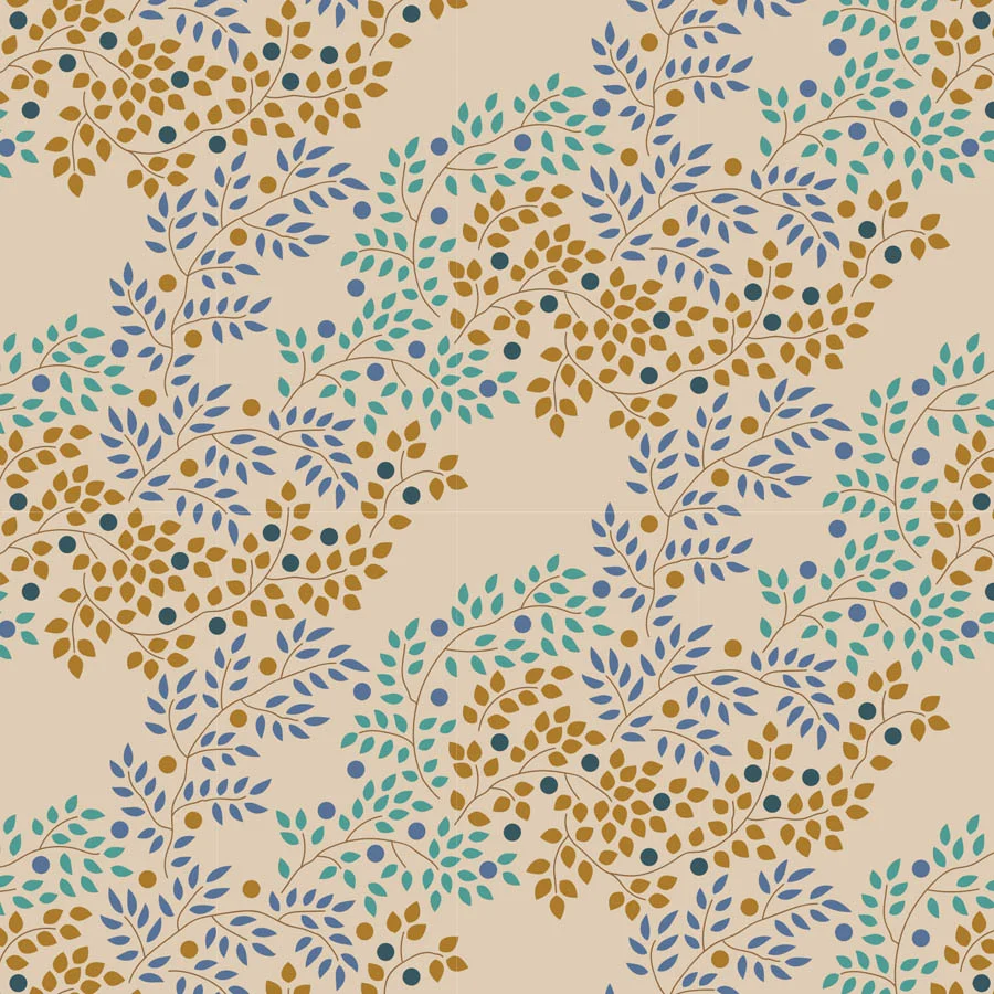 TILDA Stoff HOMETOWN, Berrytangle Blue