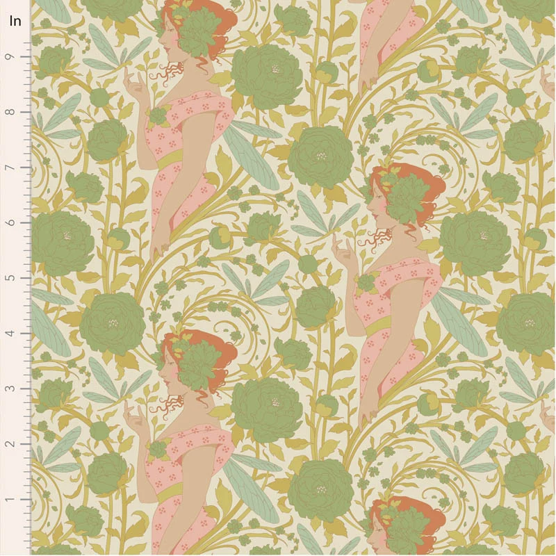 TILDA Stoff SONGBIRD, Aubery Green