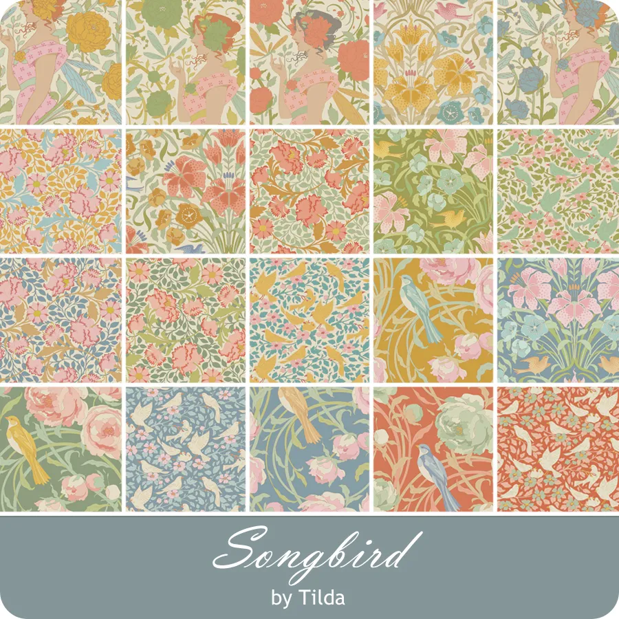TILDA Stoff SONGBIRD, Mustard