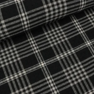 Washed Viskose Krepp Check grau-schwarz