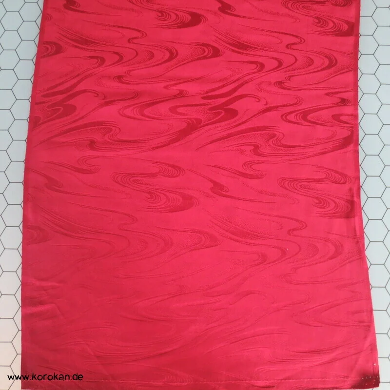 weinrote Wellen Rinzu Damast Seide Araihari Kimono