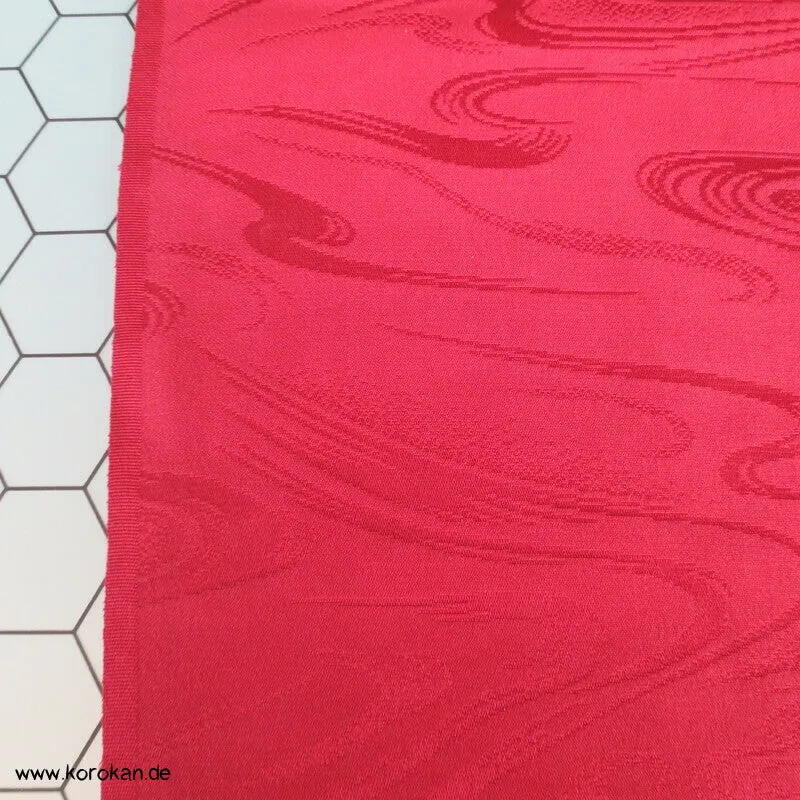 weinrote Wellen Rinzu Damast Seide Araihari Kimono