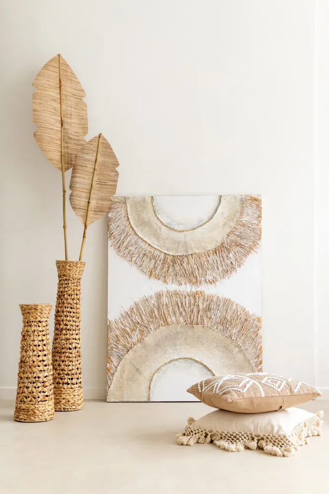 2er Set Wanddekoration Ibiza Leinwandbild Cream und Weiß - Verleihen Sie Ihrem Zuhause das perfekte Boho-Flair