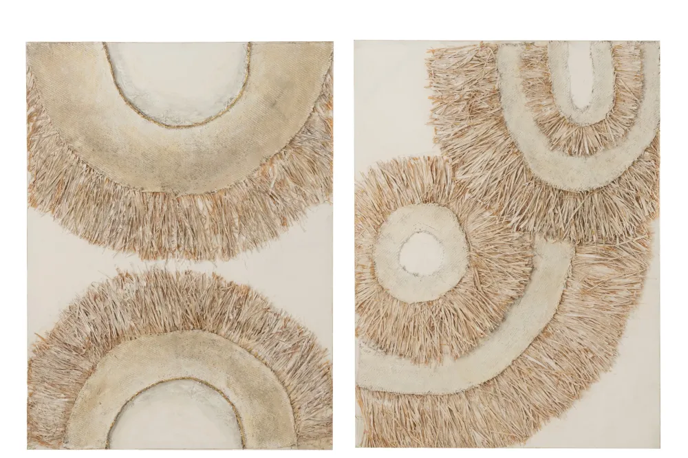 2er Set Wanddekoration Ibiza Leinwandbild Cream und Weiß - Verleihen Sie Ihrem Zuhause das perfekte Boho-Flair