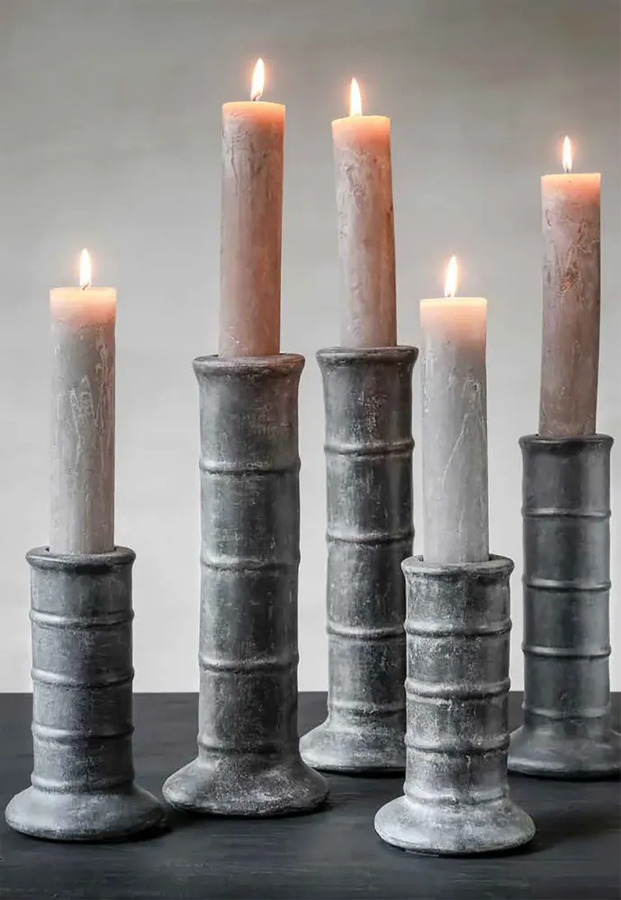 3-Set Kerzenständer "TERRACOTTA FUME PATINE"