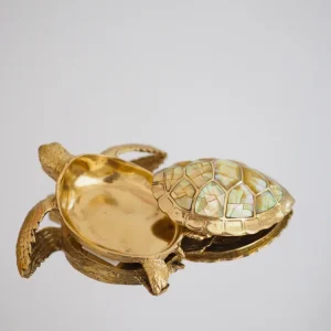 Abalone Muschel Schildkröten Schatulle Box aus Messing ca. 7 cm - aus Indonesien HANDMADE