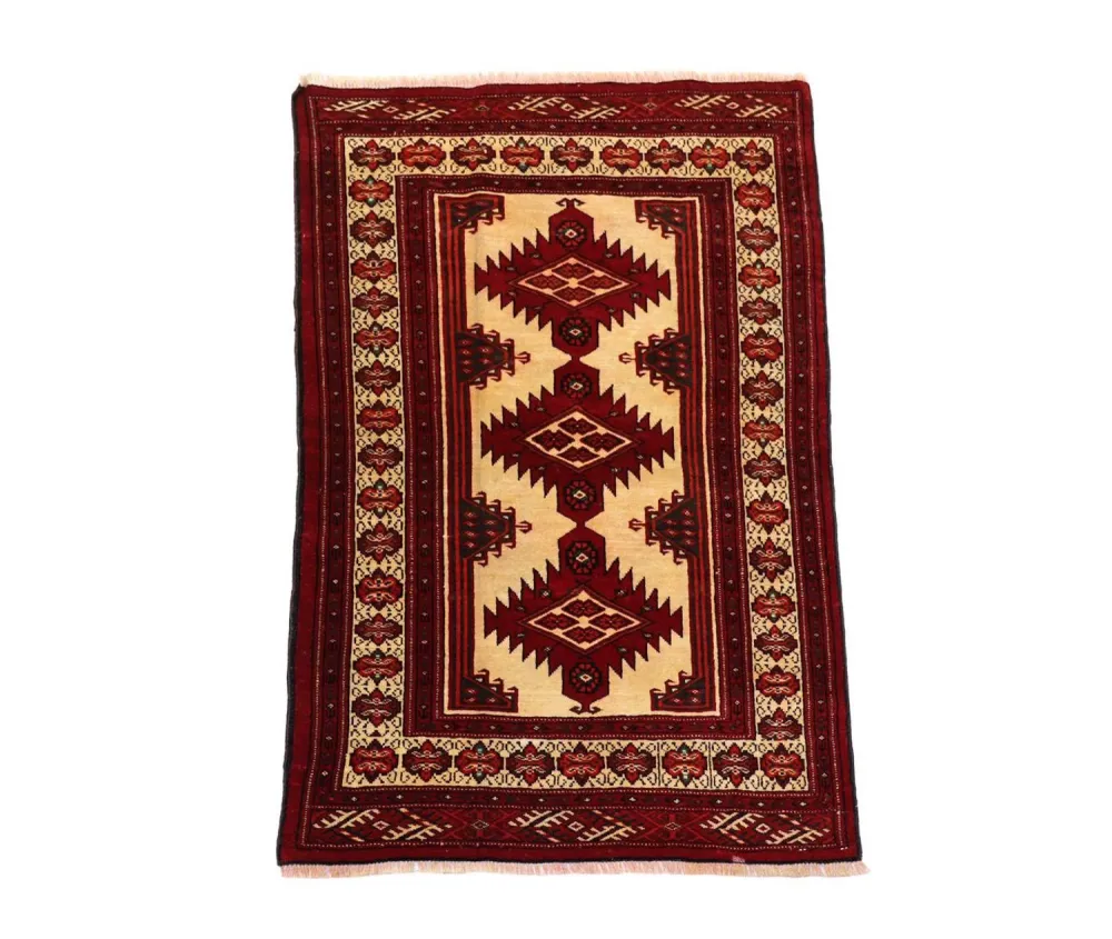 Afghan Teppich 127 x 89 cm - dunkelrot