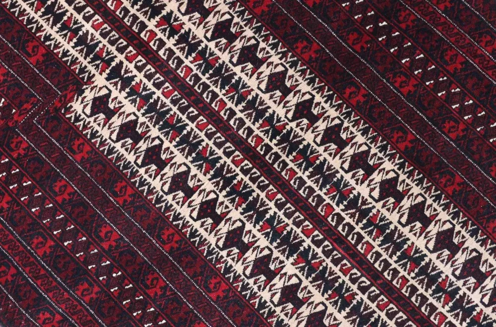 Afghan Teppich 150 x 95 cm - dunkelrot