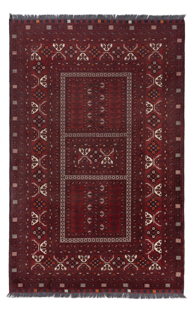 Afghan Teppich - 241 x 156 cm - dunkelrot