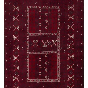 Afghan Teppich - 248 x 153 cm - dunkelrot
