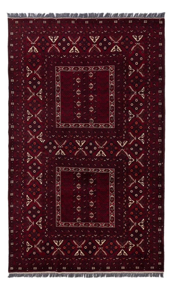Afghan Teppich - 248 x 154 cm - dunkelrot