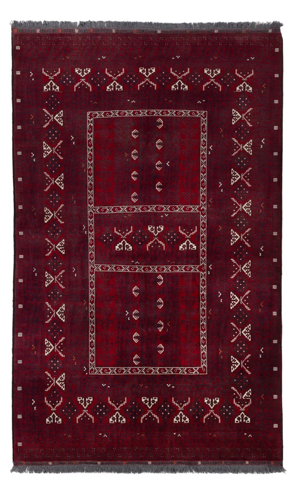 Afghan Teppich - 255 x 155 cm - dunkelrot