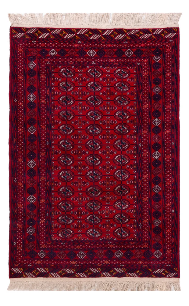 Afghan Teppich - Buchara - 196 x 133 cm - dunkelrot