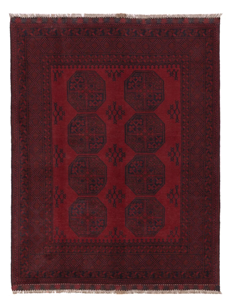 Afghan Teppich - Filpa - 193 x 150 cm - dunkelrot