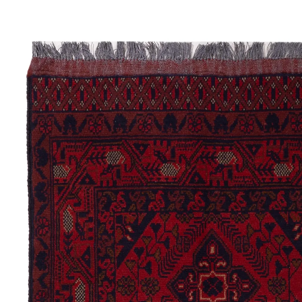 Afghan Teppich - Kunduz - 190 x 128 cm - dunkelrot