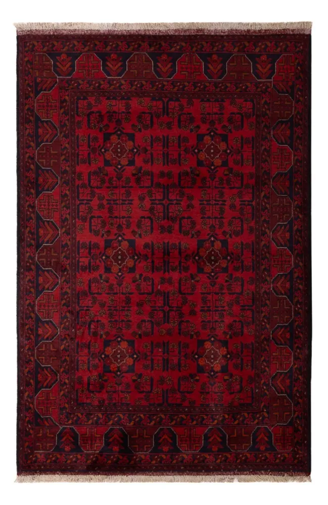 Afghan Teppich - Kunduz - 191 x 127 cm - dunkelrot