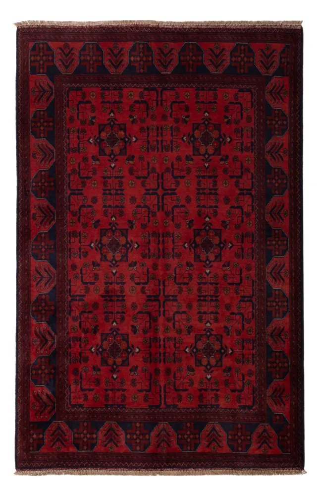 Afghan Teppich - Kunduz - 193 x 127 cm - dunkelrot