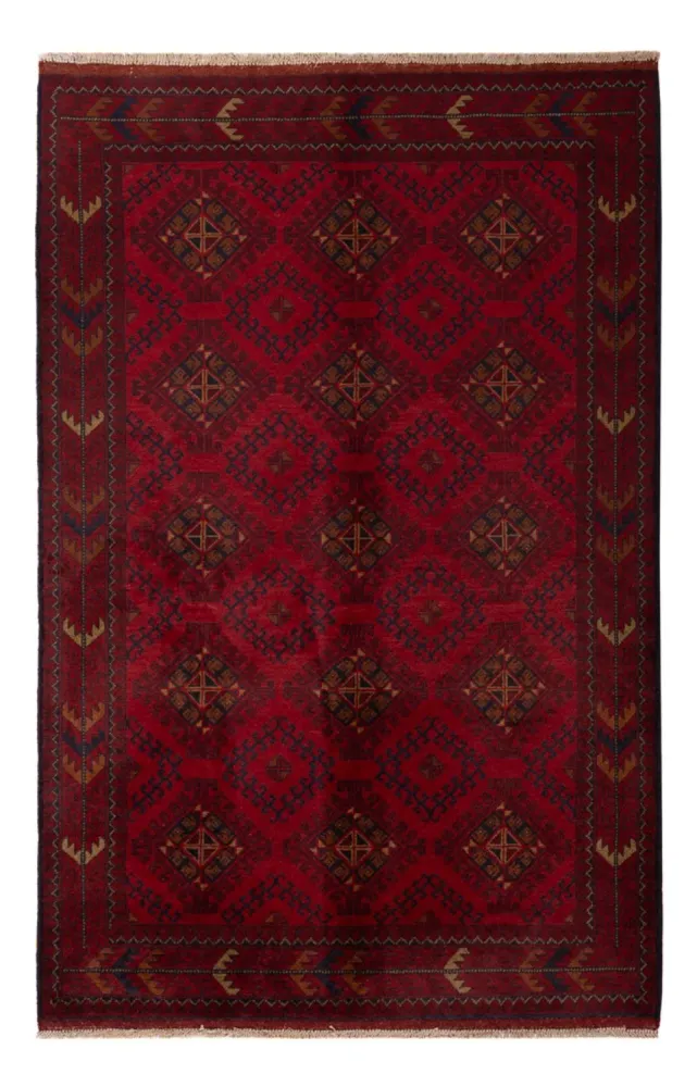 Afghan Teppich - Kunduz - 196 x 125 cm - dunkelrot