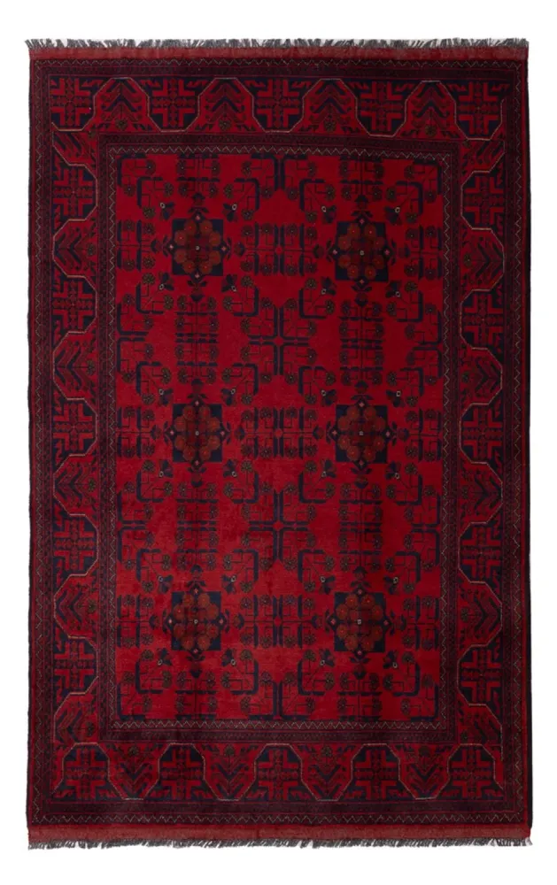 Afghan Teppich - Kunduz - 197 x 125 cm - dunkelrot