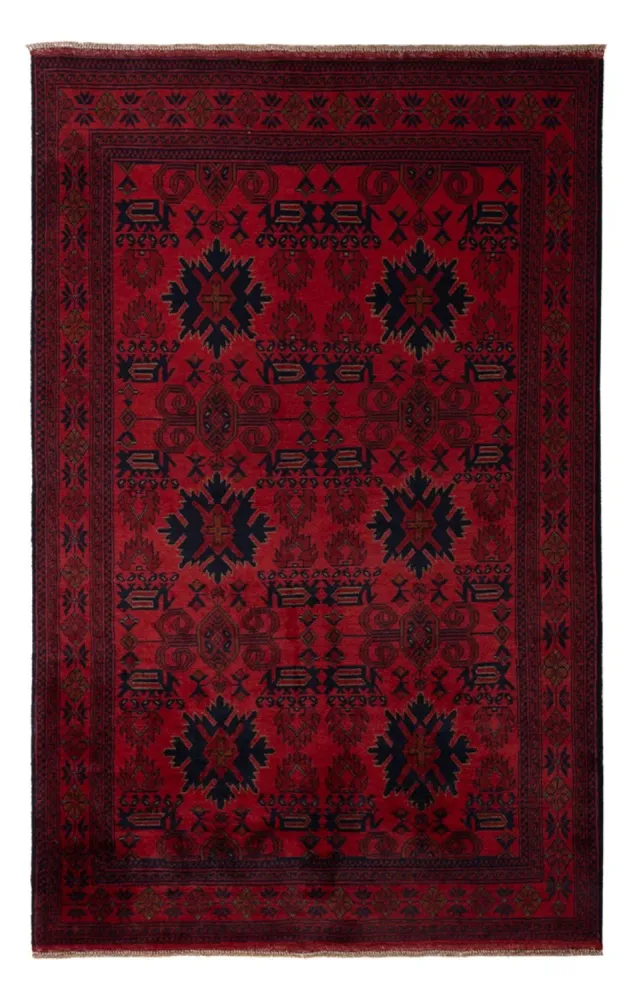 Afghan Teppich - Kunduz - 199 x 123 cm - dunkelrot