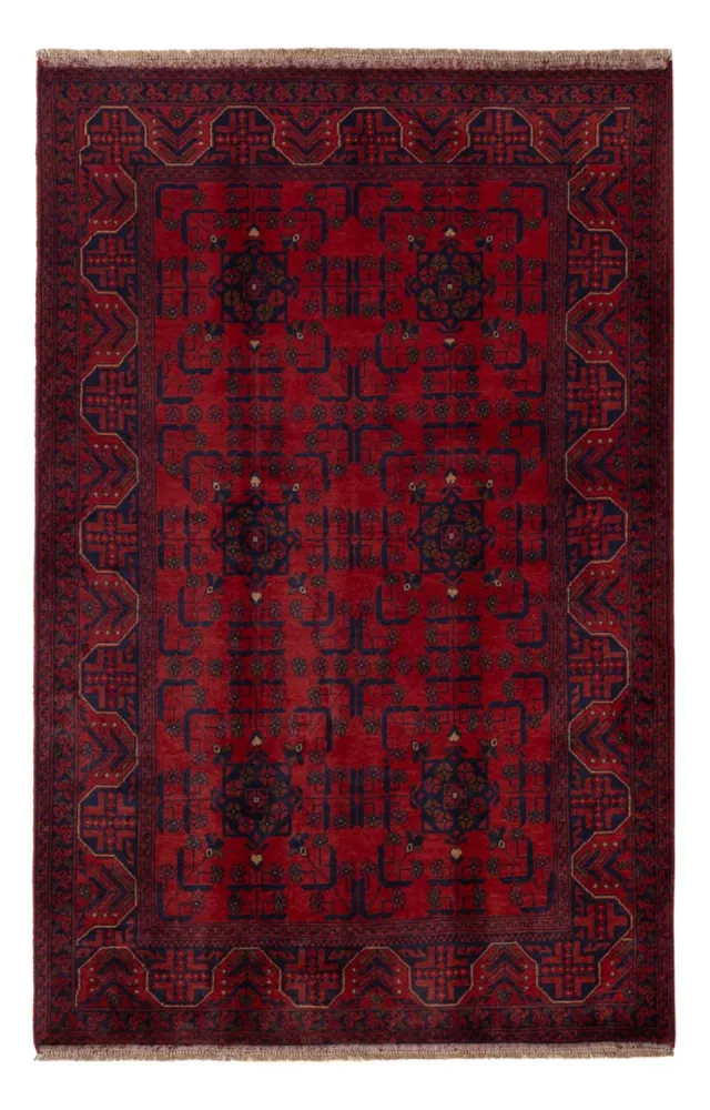 Afghan Teppich - Kunduz - 199 x 132 cm - dunkelrot