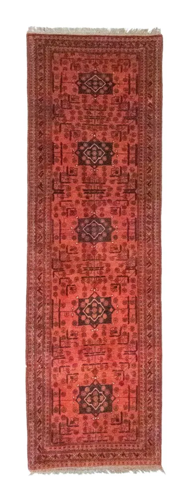 Afghan Teppich - Kunduz 298 x 79 cm - rot