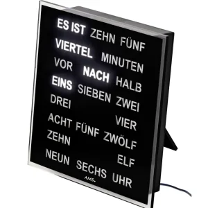 AMS 1232 Wortuhr – Elegante LED-Wanduhr schwarz