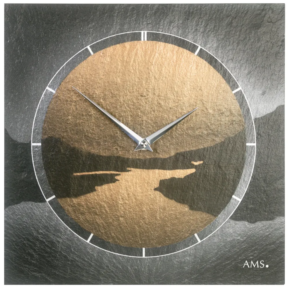 AMS 9513 Wanduhr Schiefer Abendstimmung Airbrush Design